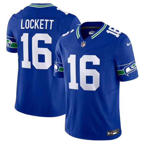 Men%27s Seattle Seahawks #16 Tyler Lockett Royal 2023 F.U.S.E. Vapor Limited Throwback Stitched Jersey